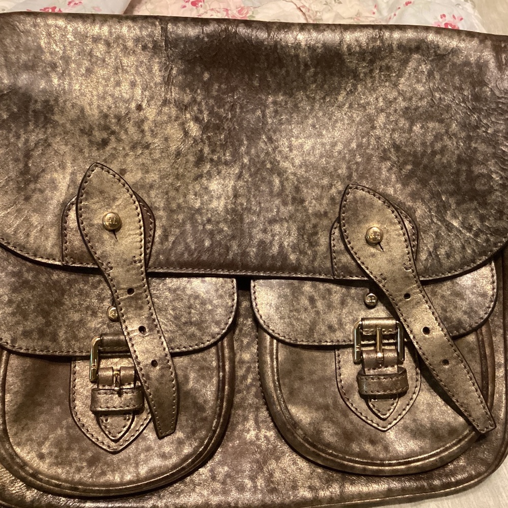Ralph Lauren Runway Collection Gold Metallic Messenger Style- Made in Italy